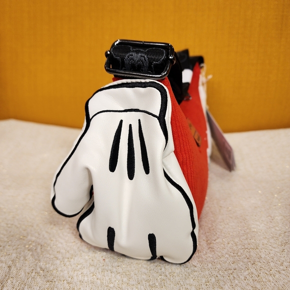 Loungefly Disney 100th Mickey Hands Gloves Red Corduroy Crossbody Handbag NEW - Picture 7 of 11